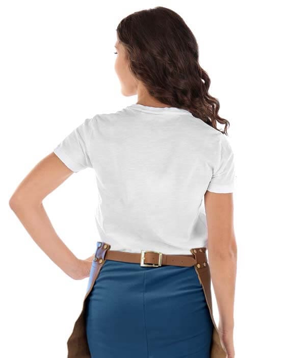 Grembiule da donna in pelle color cuoio chiaro