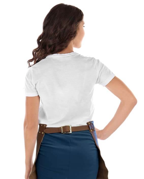 Grembiule da donna in pelle color cuoio scuro