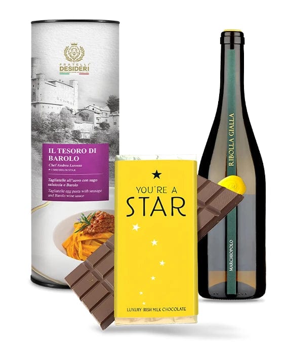Il Tesoro di Barolo, la Tavoletta di Cioccolato "You Are a Star" e il Marchiopolo Ribolla Gialla