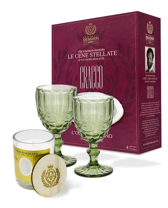 L'Oro di Milano, due calici verdi e la Cristal Wish Candle