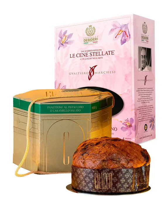 Riso, Oro e Zafferano e il Panettone al pistacchio di Carlo Cracco