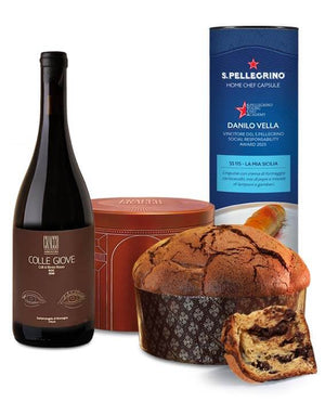 SS 115 - La mia Sicilia, il Panettone ai tre cioccolati e il Vino Rosso Sangiovese Colle Giove 2020 di Carlo Cracco