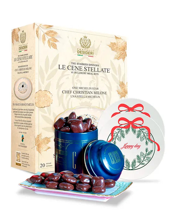 Sua Maestà Bianco Tartufo, le Nougatine al cioccolato fondente di Carlo Cracco e i piattini natalizi “Happy Days”